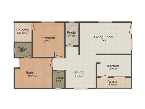 Umas Arha Mansion (2BHK+2T (1,125 sq ft)   Pooja Room 1125 sq ft)