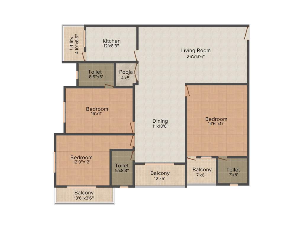 Comfort Flora (3BHK+3T (2,095 sq ft) 2095 sq ft)