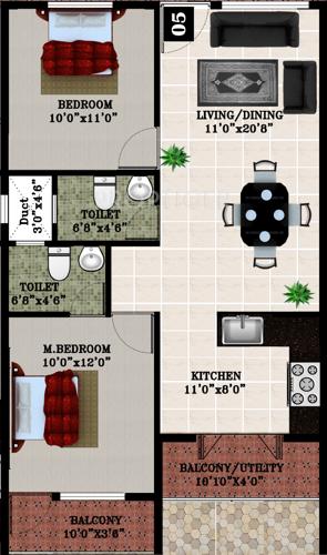 DS Splendor Nest (2BHK+2T (1,030 sq ft) 1030 sq ft)