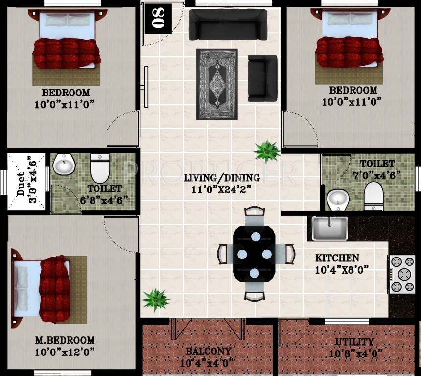 DS Splendor Nest (3BHK+2T (1,290 sq ft) 1290 sq ft)