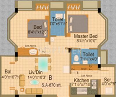 Anitech Galaxy (2BHK+2T (870 sq ft) 870 sq ft)