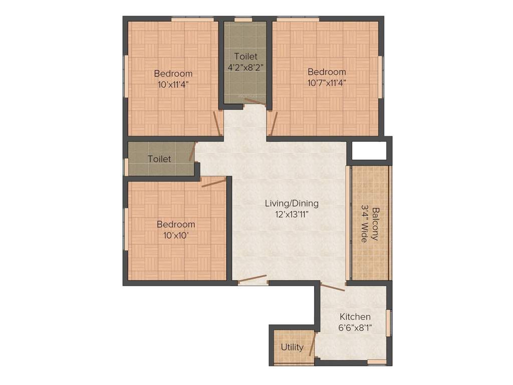 Esteem Brooklyn (3BHK+3T (1,150 sq ft) 1150 sq ft)