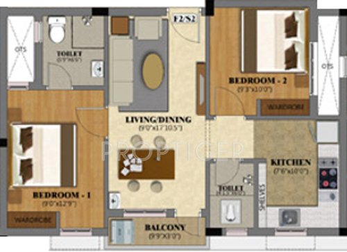 Pearl Amla (2BHK+2T (840 sq ft) 840 sq ft)