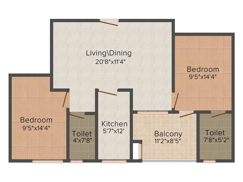 Hoysala Royal Heights (2BHK+2T (1,104 sq ft) 1104 sq ft)