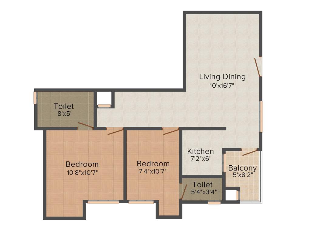 Hoysala Royal Heights (2BHK+2T (835 sq ft) 835 sq ft)