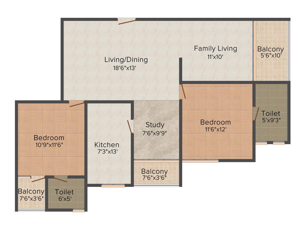 Hoysala Royal Heights (2BHK+2T (1,383 sq ft) 1383 sq ft)