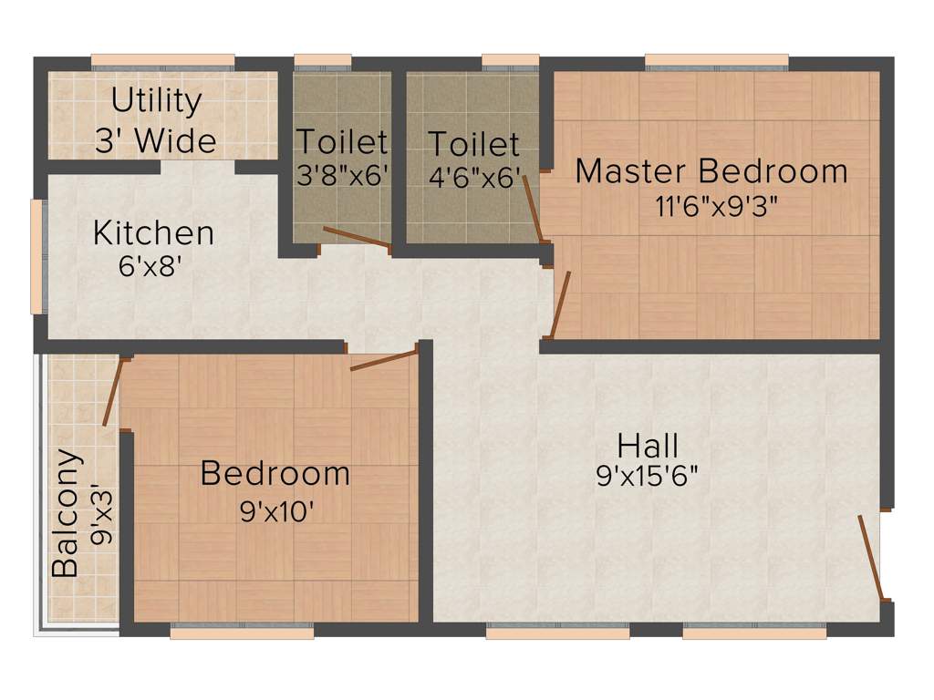 Modi Lotus Homes (2BHK+2T (741 sq ft) 741 sq ft)