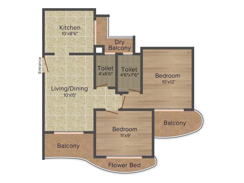 Paradise Sai Sahil (2BHK+2T (1,045 sq ft) 1045 sq ft)