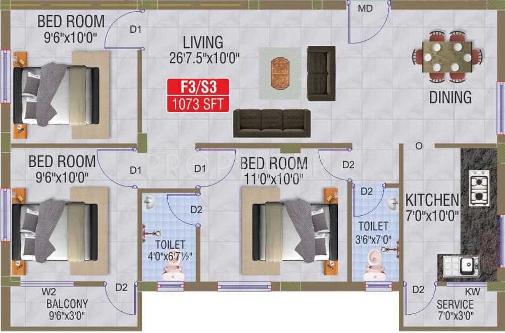 Amudha Sree (3BHK+2T (1,073 sq ft) 1073 sq ft) Amudha Sree (3BHK+2T (1,073 sq ft) 1073 sq ft)