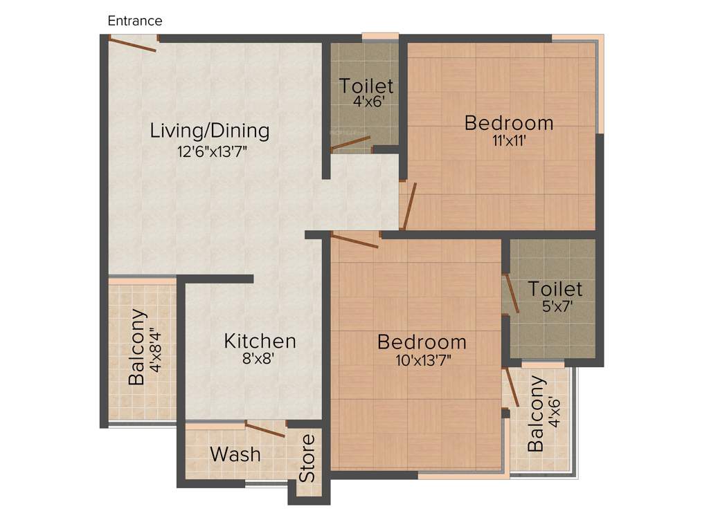 Makhija Royal Plaza (2BHK+2T (1,033 sq ft) 1033 sq ft)