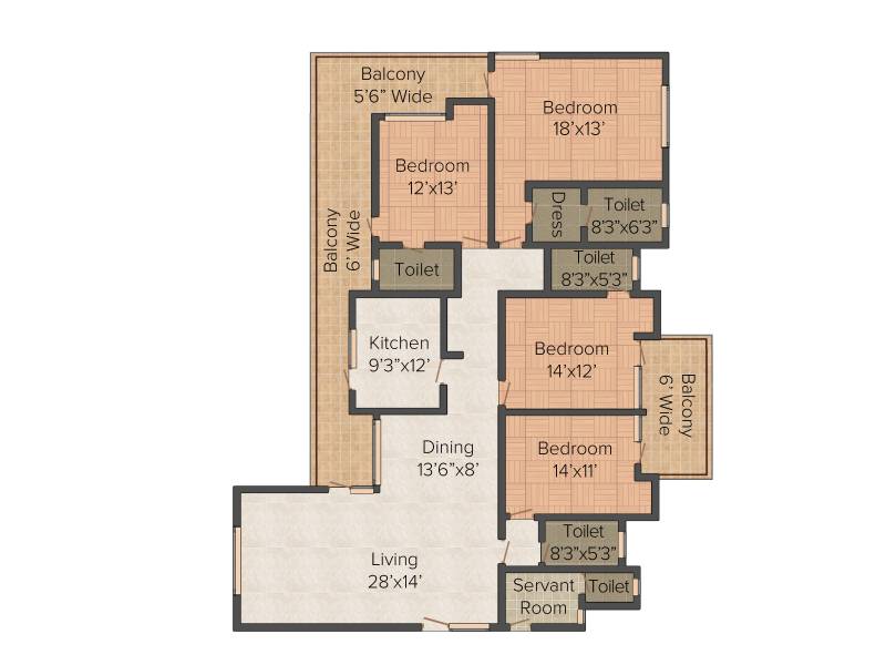 Urban Amangani (4BHK+4T (2,732 sq ft)   Servant Room 2732 sq ft)