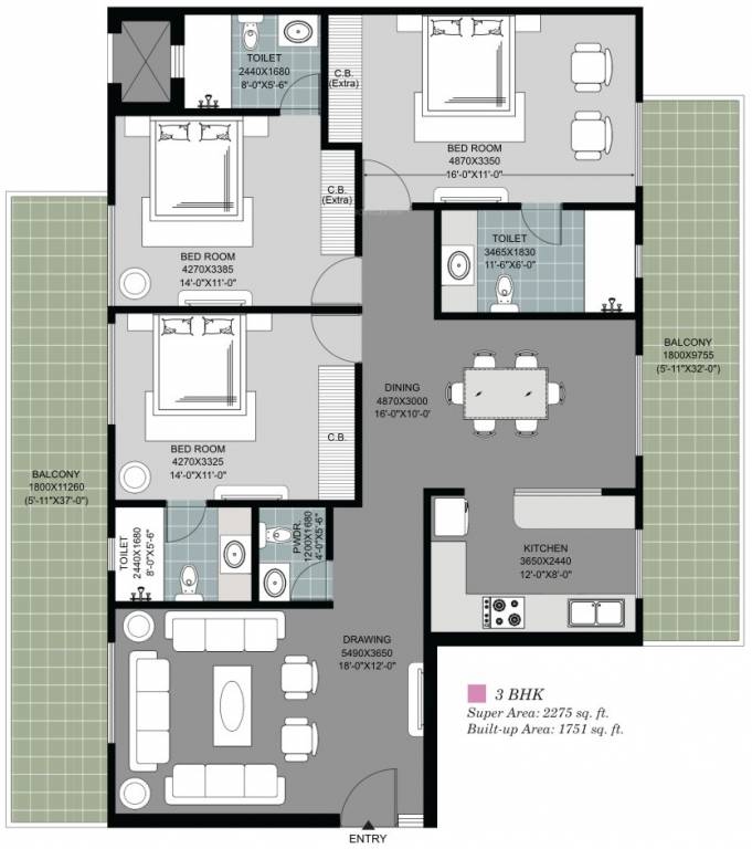 Arihant South Winds (3BHK+4T (2,275 sq ft) + Servant Room 2275 sq ft)