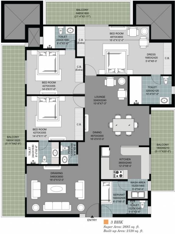 Arihant South Winds (3BHK+4T (2,685 sq ft) + Servant Room 2685 sq ft)
