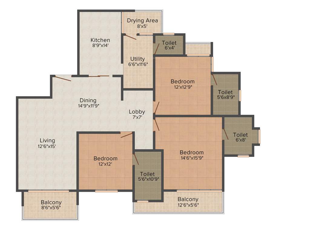 Prestige Neptunes Courtyard (3BHK+3T (2,098 sq ft) 2098 sq ft)