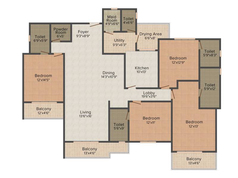 Prestige Neptunes Courtyard (4BHK+4T (2,895 sq ft) + Servant Room 2895 sq ft)