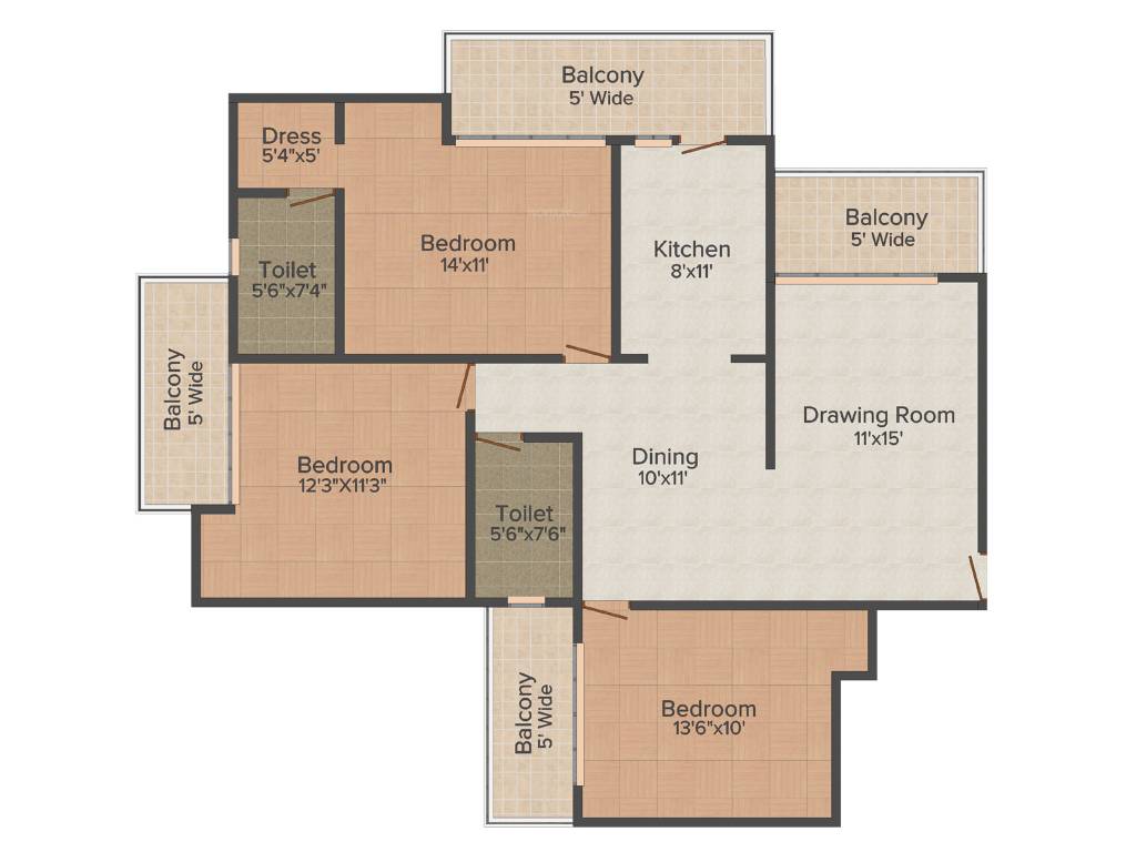 Saviour Iris (3BHK+2T (1,600 sq ft) 1600 sq ft)