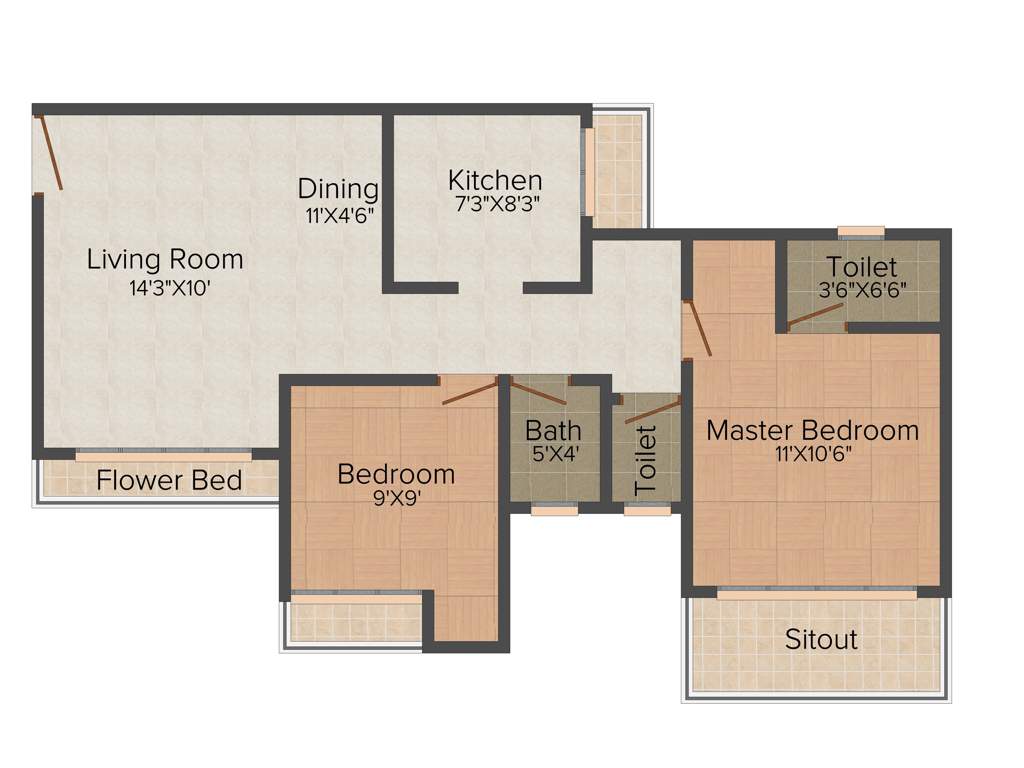 Shantee Sunshine Hills (2BHK+2T (945 sq ft) 945 sq ft)