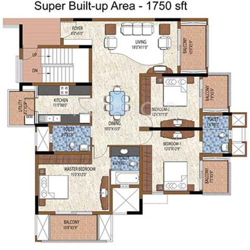 Purva Purva Atria (3BHK+3T (1,750 sq ft) 1750 sq ft)