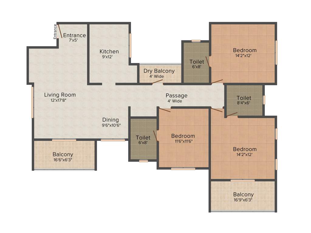 Fulcrum Tennessee (3BHK+3T (2,008 sq ft) 2008 sq ft)