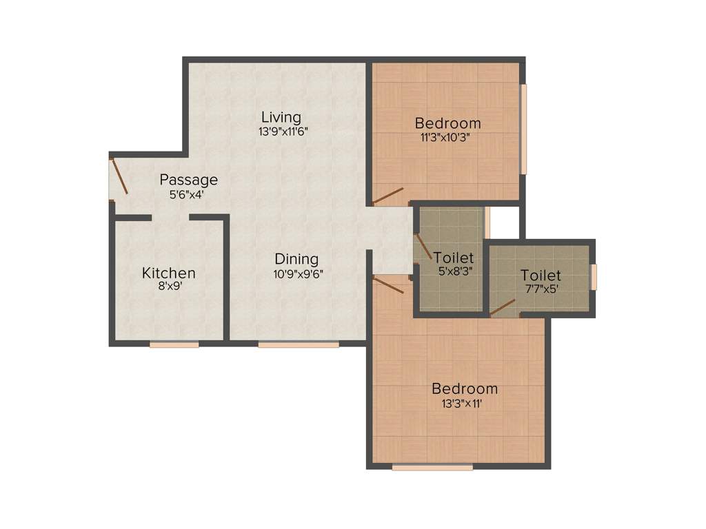 Kamala Shakti Enclave (2BHK+2T (1,255 sq ft) 1255 sq ft)