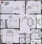 Amrutha Sai Brundavanam (3BHK+3T (1,540 sq ft) 1540 sq ft)