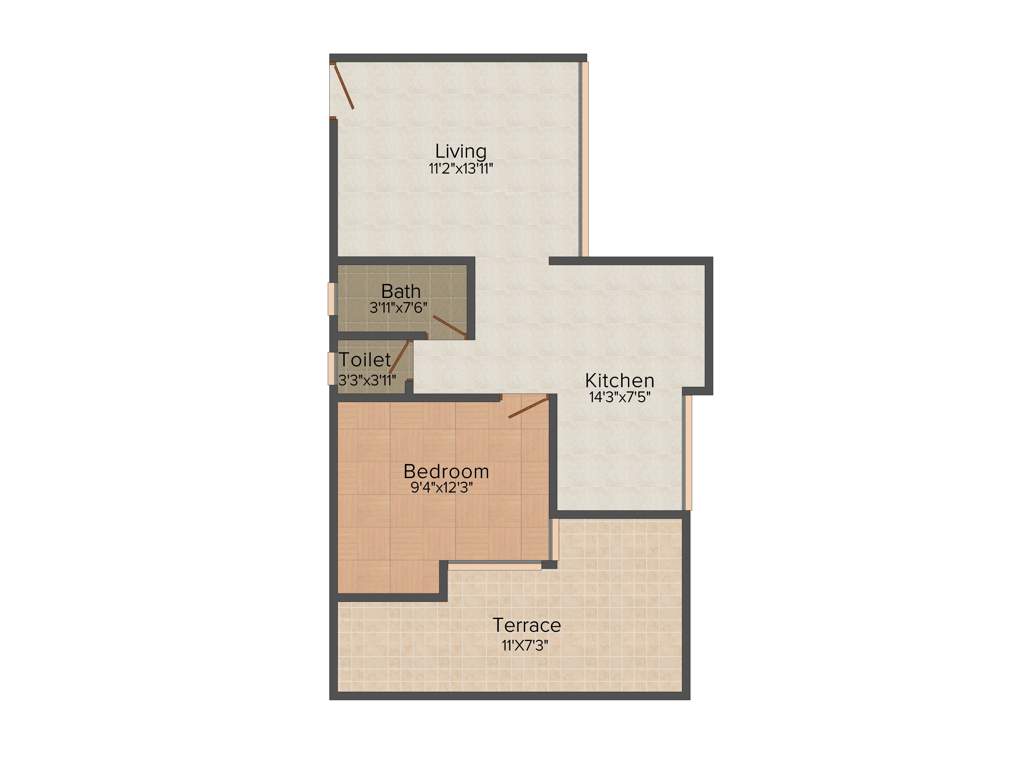 Vakratund Developers Bhagirthi Classic 1BHK+1T (800 sq ft)