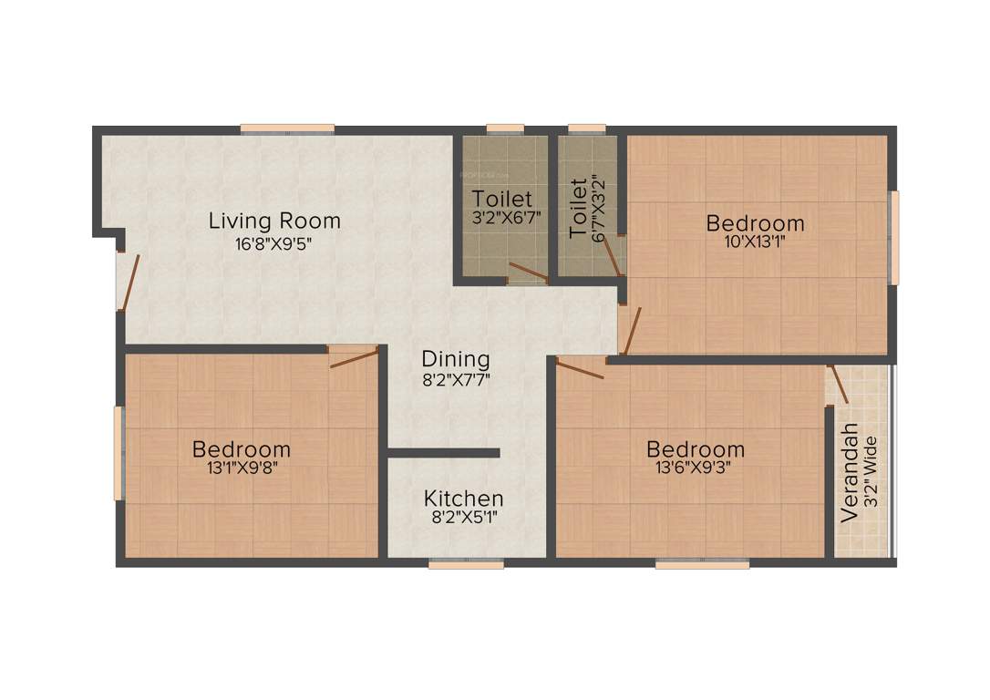 Cancun Sun Plaza (3BHK+2T (1,129 sq ft) 1129 sq ft)