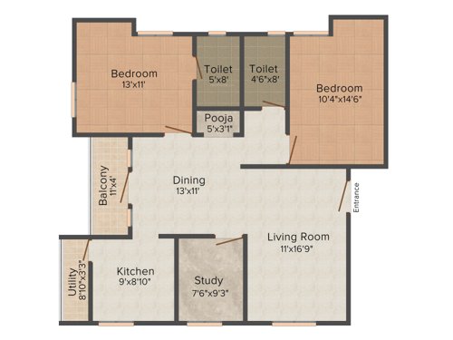 Maxis Sai Sarvam 2BHK+2T (1,344 sq ft) Study Room Maxis Sai Sarvam 2BHK+2T (1,344 sq ft) Study Room