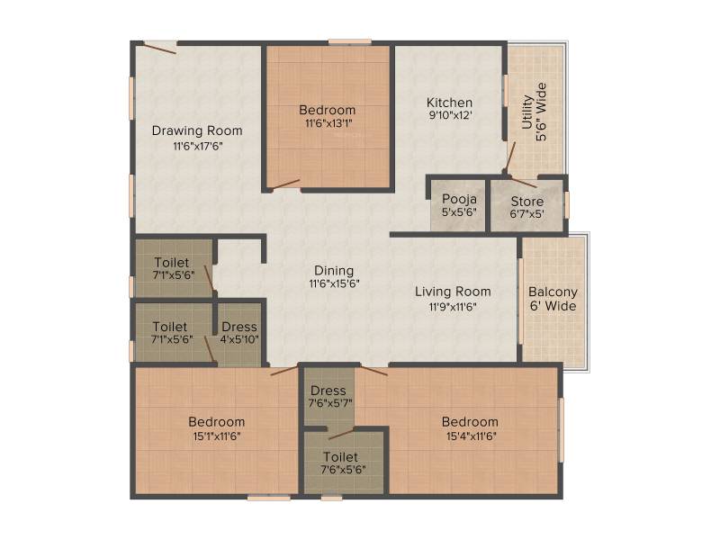 My Home Vihanga (3BHK+3T (2,160 sq ft) + Pooja Room 2160 sq ft)