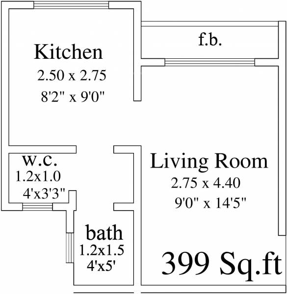 Qualcon Waters Edge (1BHK+1T (399 sq ft) 399 sq ft)