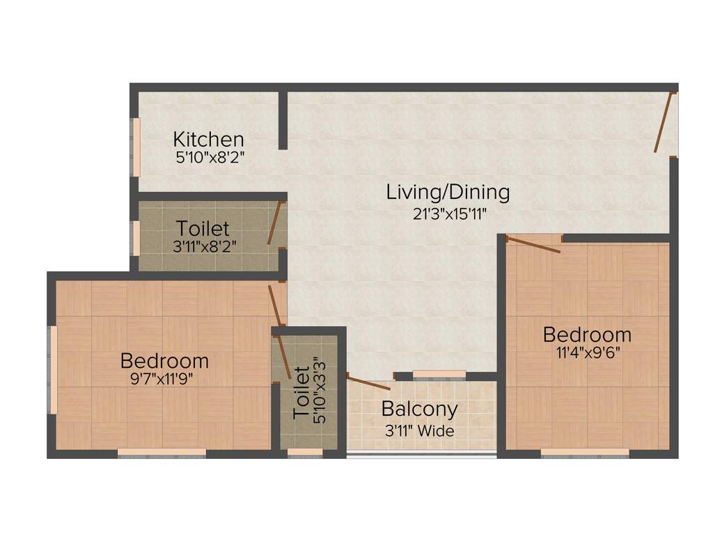 Anushka Southern Nook Phase 2 (2BHK+2T (950 sq ft) 950 sq ft)