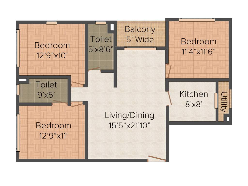 SY New Alipore Heights (3BHK+3T (1,518 sq ft) 1518 sq ft)