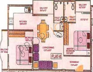 Floor Plan (2BHK+2T) DS Max Ashraya Height Floor Plan (2BHK+2T)