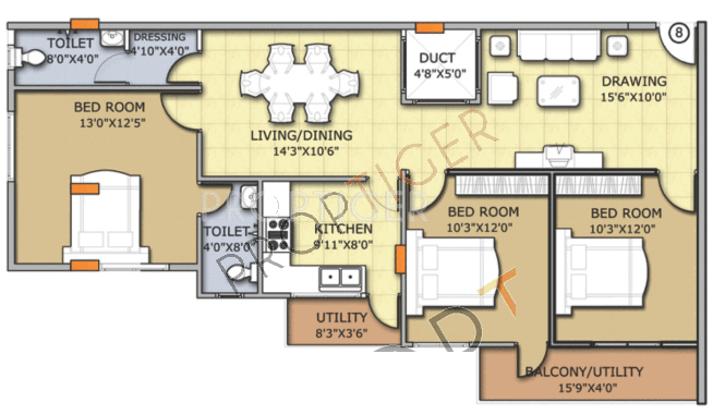 Amigo Sri Sai Royale (3BHK+2T (1,215 sq ft) 1215 sq ft)
