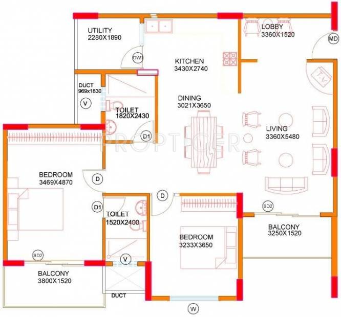 Concorde Midway City (2BHK+2T (1,412 sq ft) 1412 sq ft)