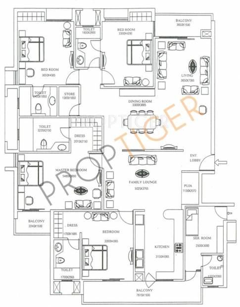 Purvanchal Royal City (4BHK+5T (3,065 sq ft)   Servant Room 3065 sq ft)