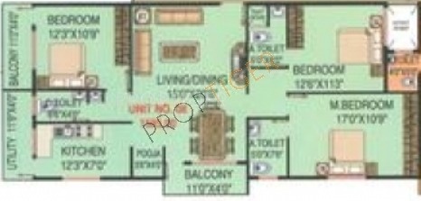 Space and Place Infrastructure Pyramid Platina Floor Plan (3BHK+3T)