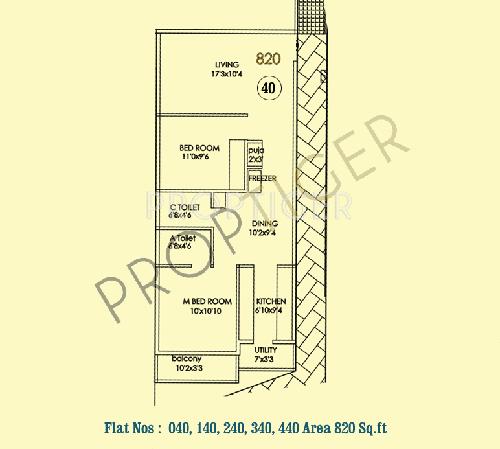 Vaastu Hill View 2 (2BHK+2T (820 sq ft)   Pooja Room 820 sq ft)