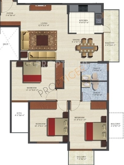 Vahe Vahe Landmark (3BHK+2T (1,275 sq ft) 1275 sq ft)