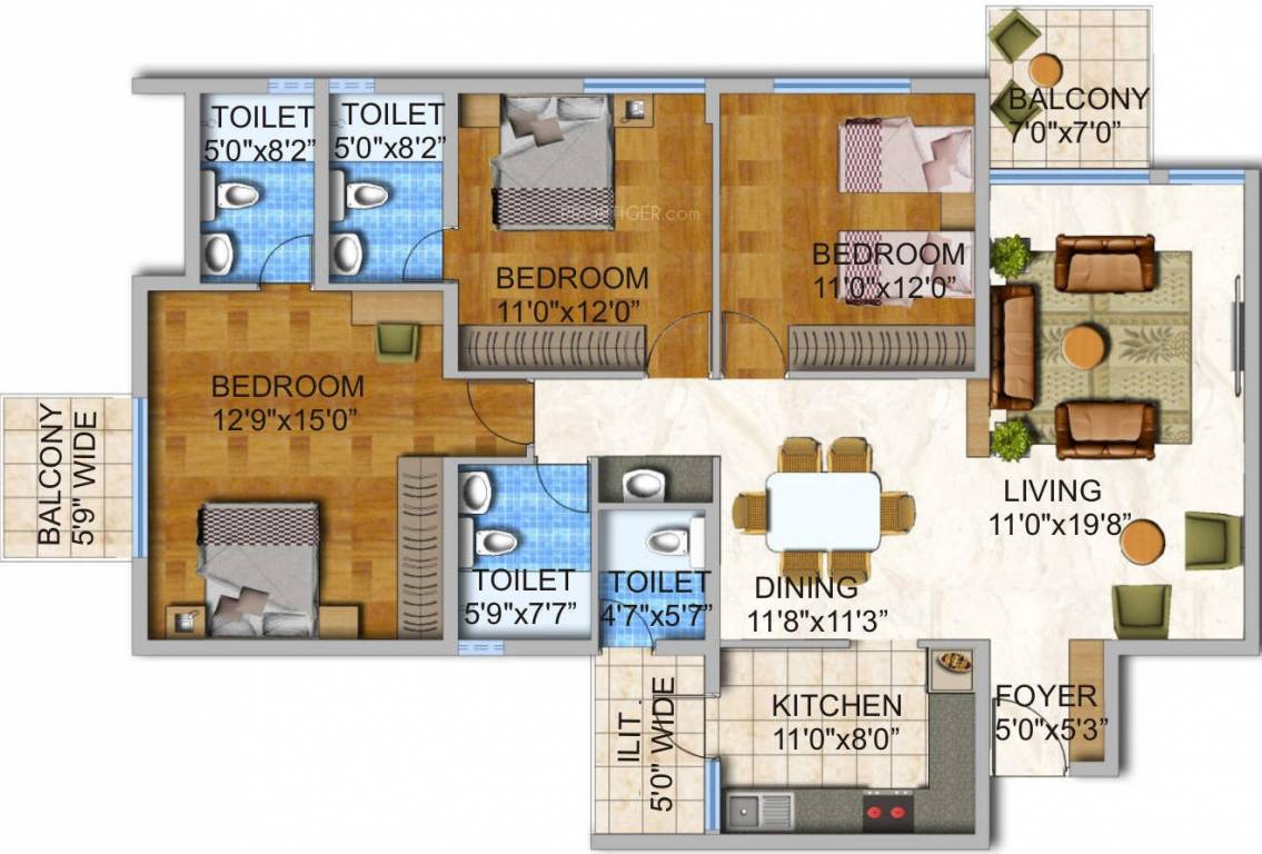Umiya Woods (3BHK+4T (1,850 sq ft) 1850 sq ft)