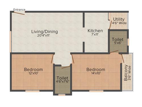 Star SS Sapphire (2BHK+2T (960 sq ft) 960 sq ft)