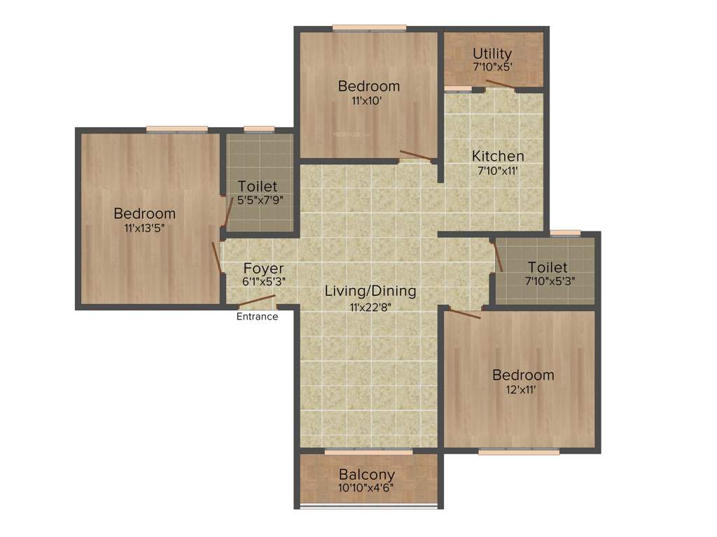 SNN Raj Grandeur (3BHK+2T (1,360 sq ft) 1360 sq ft)