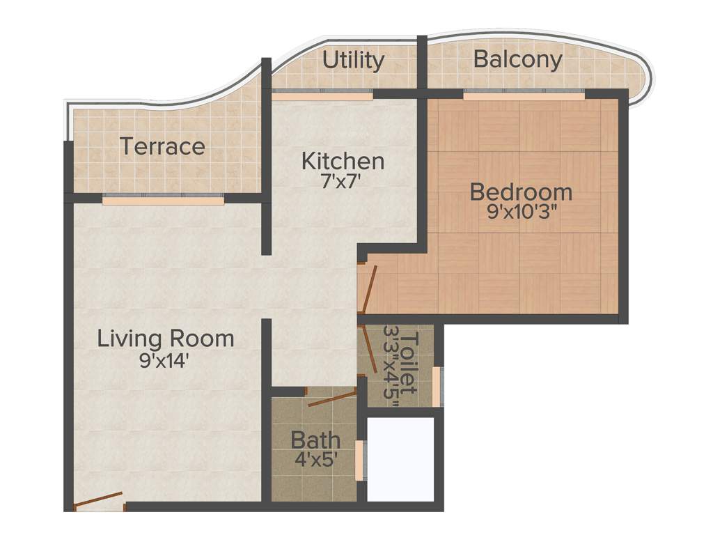 Paradise Sai Riverdale (1BHK+1T (690 sq ft) 690 sq ft)