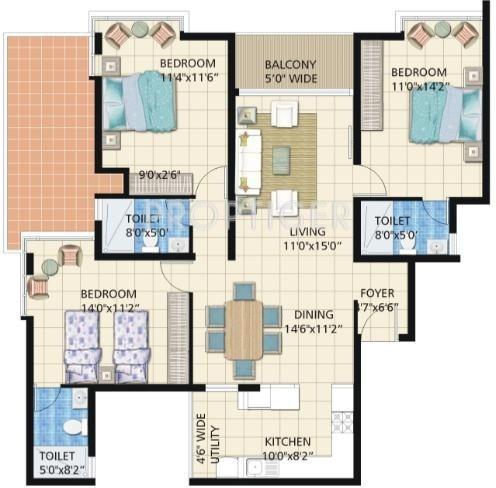 Umiya Sundance Apartments (3BHK+3T (1,819 sq ft) 1819 sq ft)