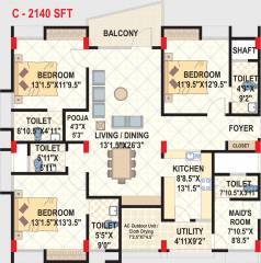 Neptune Summit 696 (3BHK+5T (2,140 sq ft) + Servant Room 2140 sq ft)