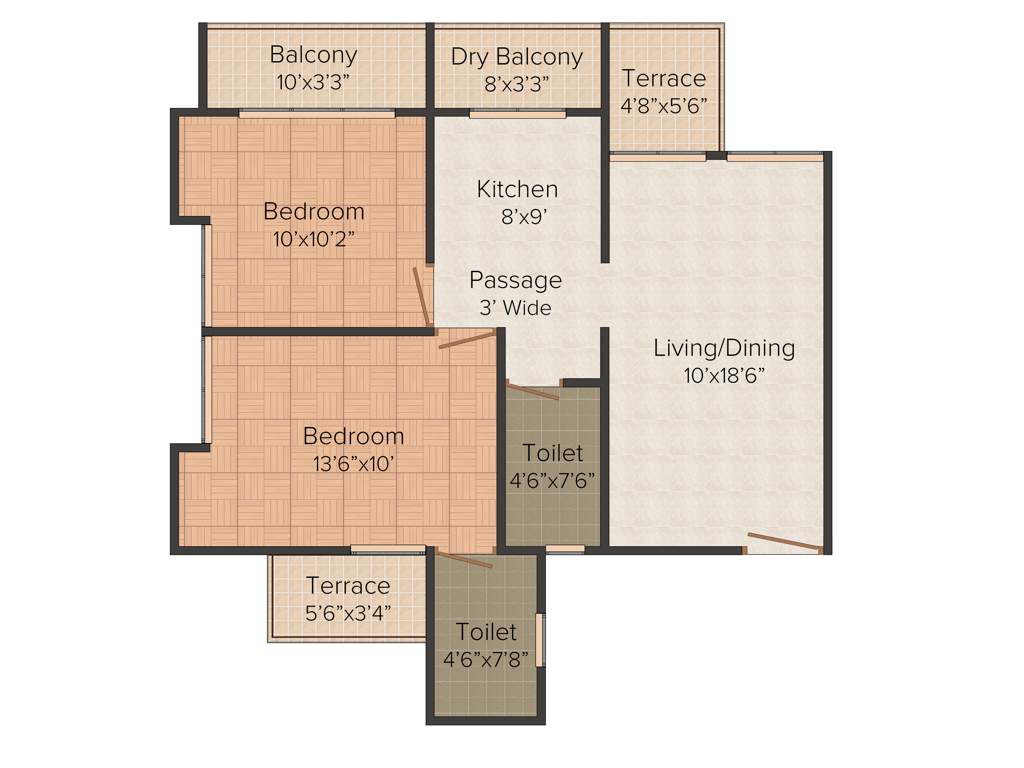 Imperial Alassio Ressidency (2BHK+2T (906 sq ft) 906 sq ft)