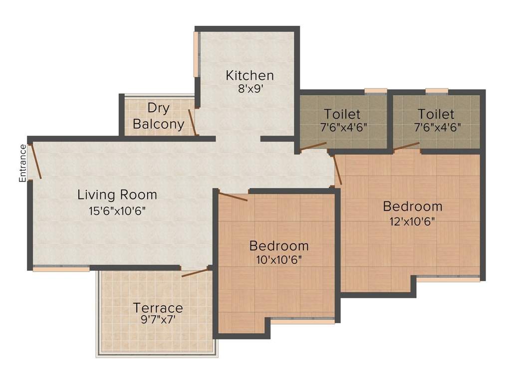 F5 Green County (2BHK+2T (910 sq ft) 910 sq ft)