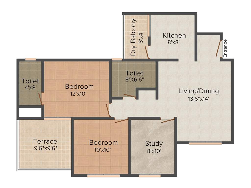 Agarwal Sai Sanskruti (2BHK+2T (1,075 sq ft) + Study Room 1075 sq ft)