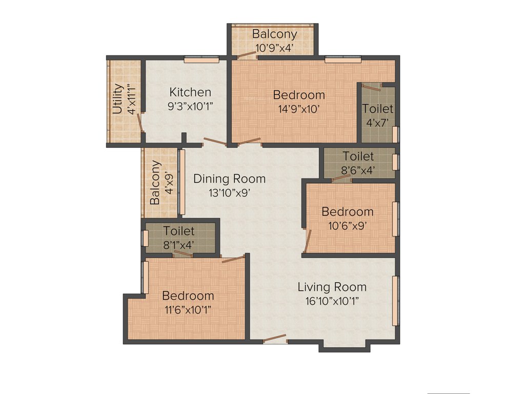 Winner Thuvar (3BHK+3T (1,427 sq ft) 1427 sq ft)