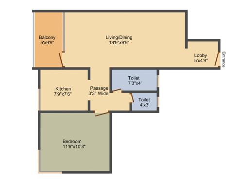 Manas Ashmit Residency (1BHK+1T (697 sq ft) 697 sq ft)